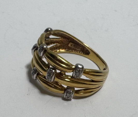18K Gold Ring, Size 5.25, Israel Hallmark, Woven Multi-Band Design, Estate Jewelry