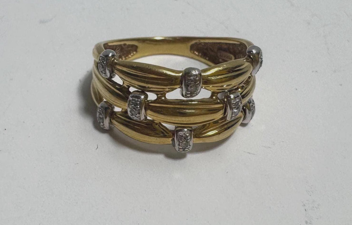 18K Gold Ring, Size 5.25, Israel Hallmark, Woven Multi-Band Design, Estate Jewelry