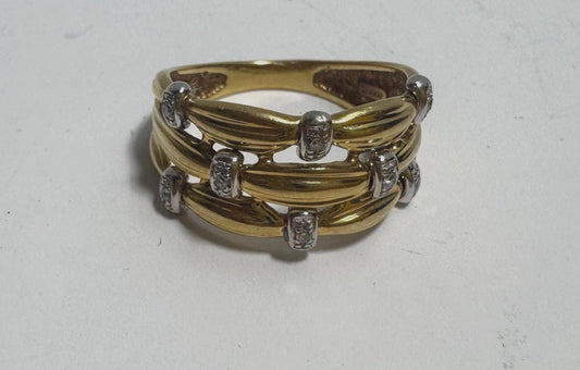 18K Gold Ring, Size 5.25, Israel Hallmark, Woven Multi-Band Design, Estate Jewelry