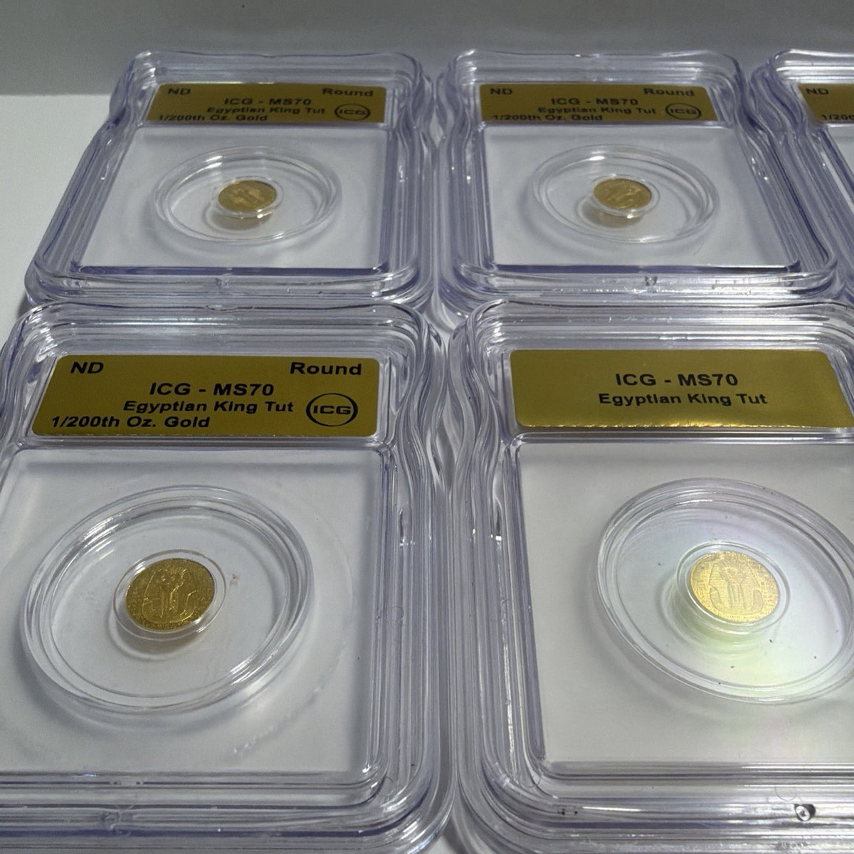 Lot of 6 - ICG MS70 Gold 1/200th oz Gold Bullion Rounds - Egyptian King Tut
