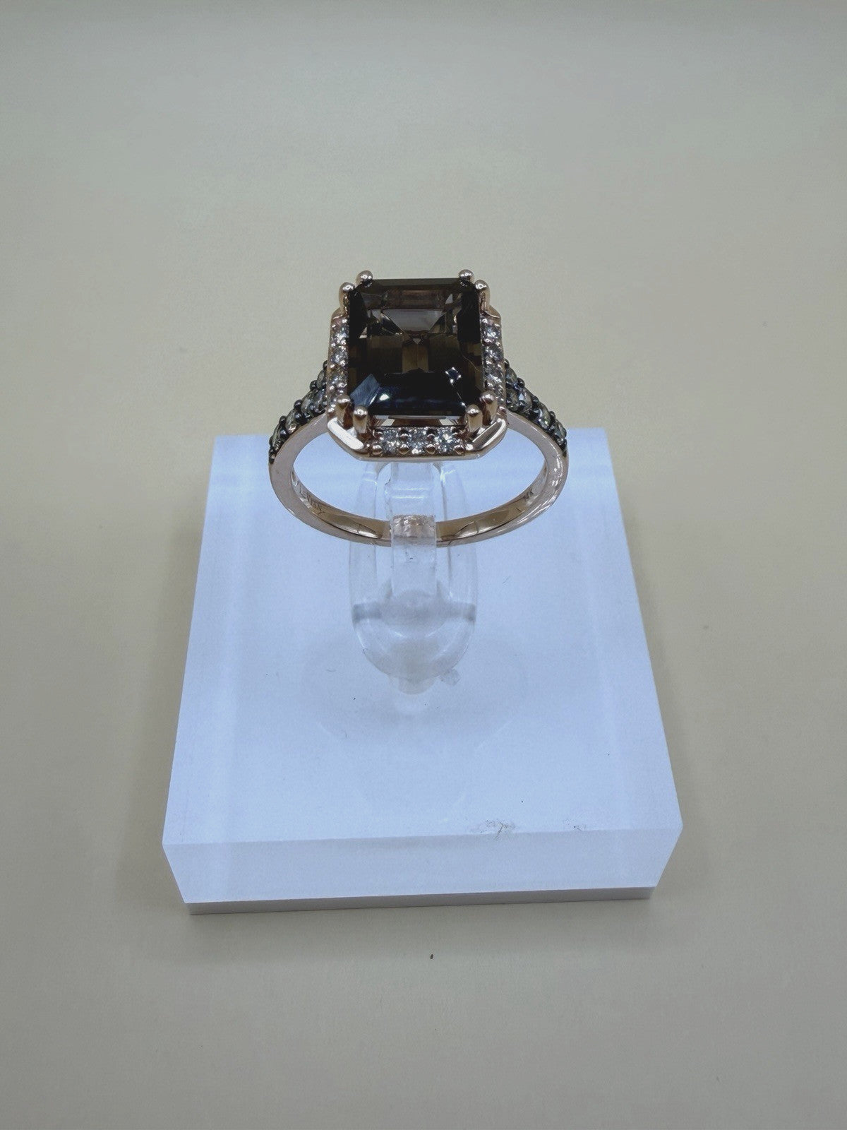 Le Vian Emerald-Cut Chocolate Quartz Ring 1/3ct tw 14K Gold 2.35dwt - Size 7.25