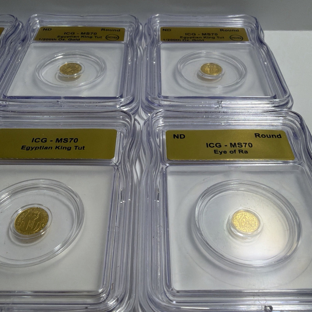 Lot of 6 - ICG MS70 Gold 1/200th oz Gold Bullion Rounds - Egyptian King Tut