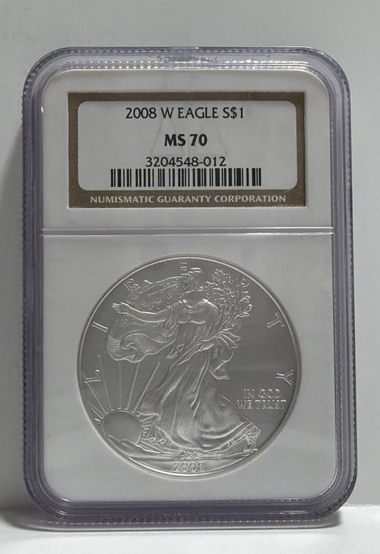 2008-W Burnished Silver Eagle NGC MS70
